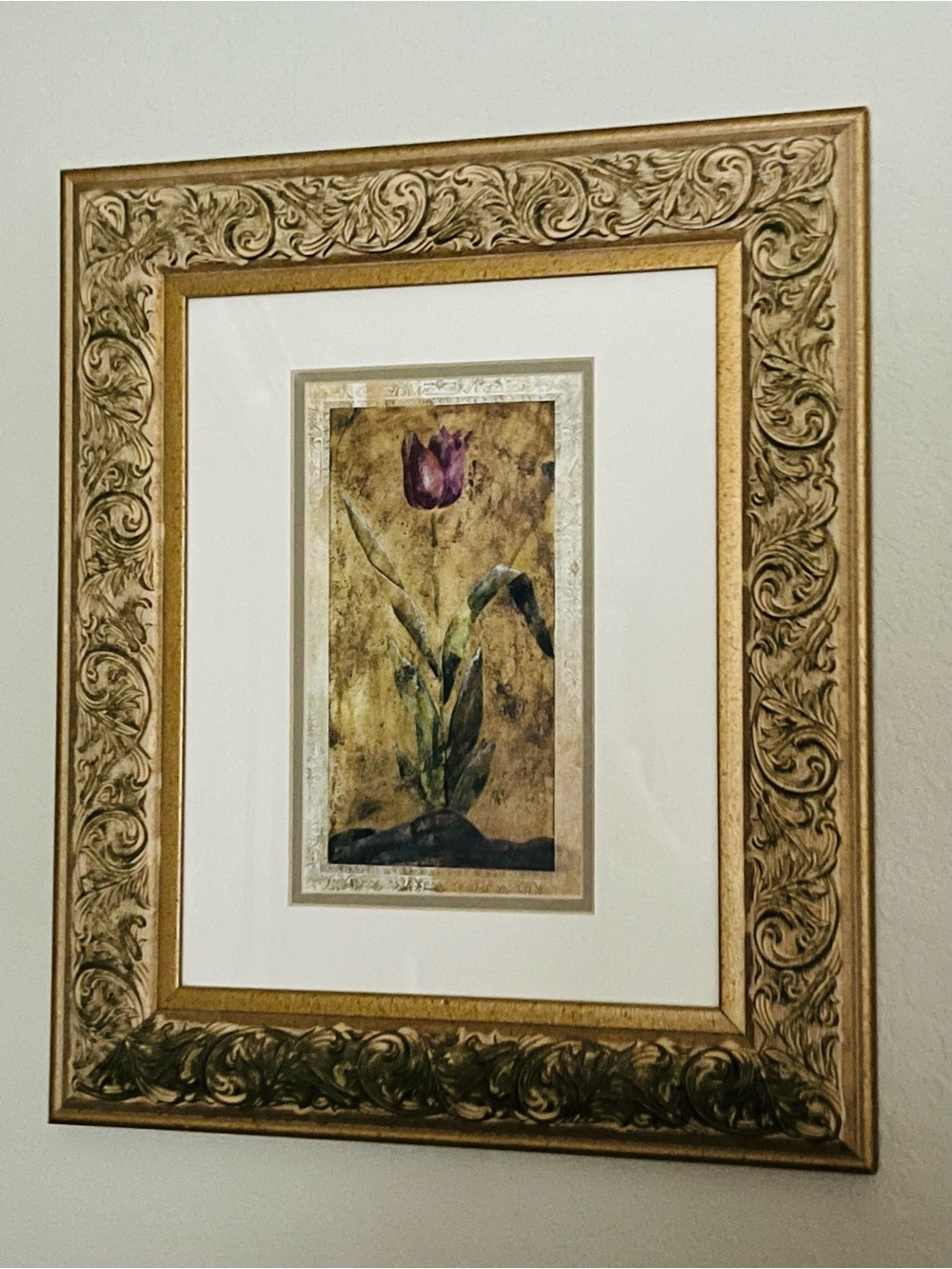 Ornate Gold Framed Advante Tulip lithograph by Liz Jardine